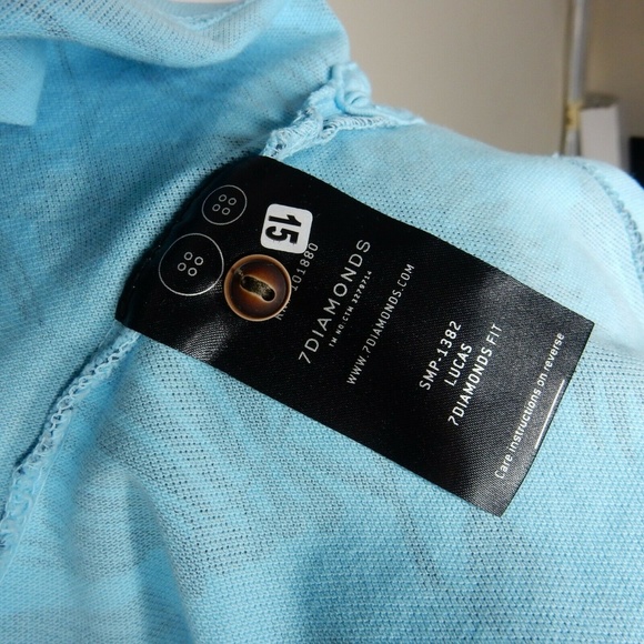 7 Diamonds Men's Blue Maxwell Tropical Print Polo - Picture 8 of 8